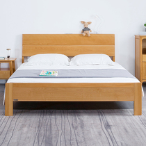 Beech wood solid bed Nordic queen bed Japanese hipster single bed adjustable high and low optional high box