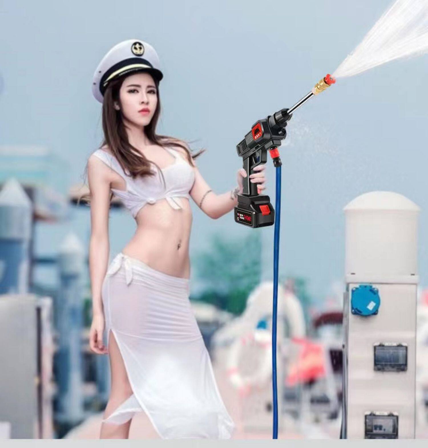 Wireless car washing machine high pressure car washing water gun portable powerful car lithium battery cleaning machine medicine car washing artifact