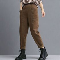 High-end harem pants for women 2024 autumn and winter new pants loose Korean style casual pants elastic slimming trousers versatile