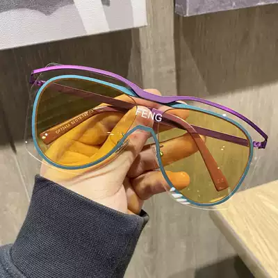 Sunglasses men's Korean version of personality fashion oversized frame net red ins windproof one-piece big face thin glasses sunglasses women