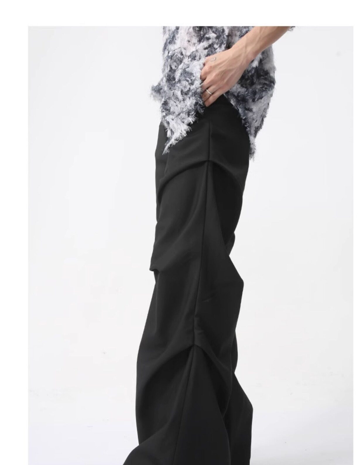 Зичен Зичен оригинал микро Ба брюки мужской сложить швабрый драпировка твердый личность дизайн смысл случайный брюки 