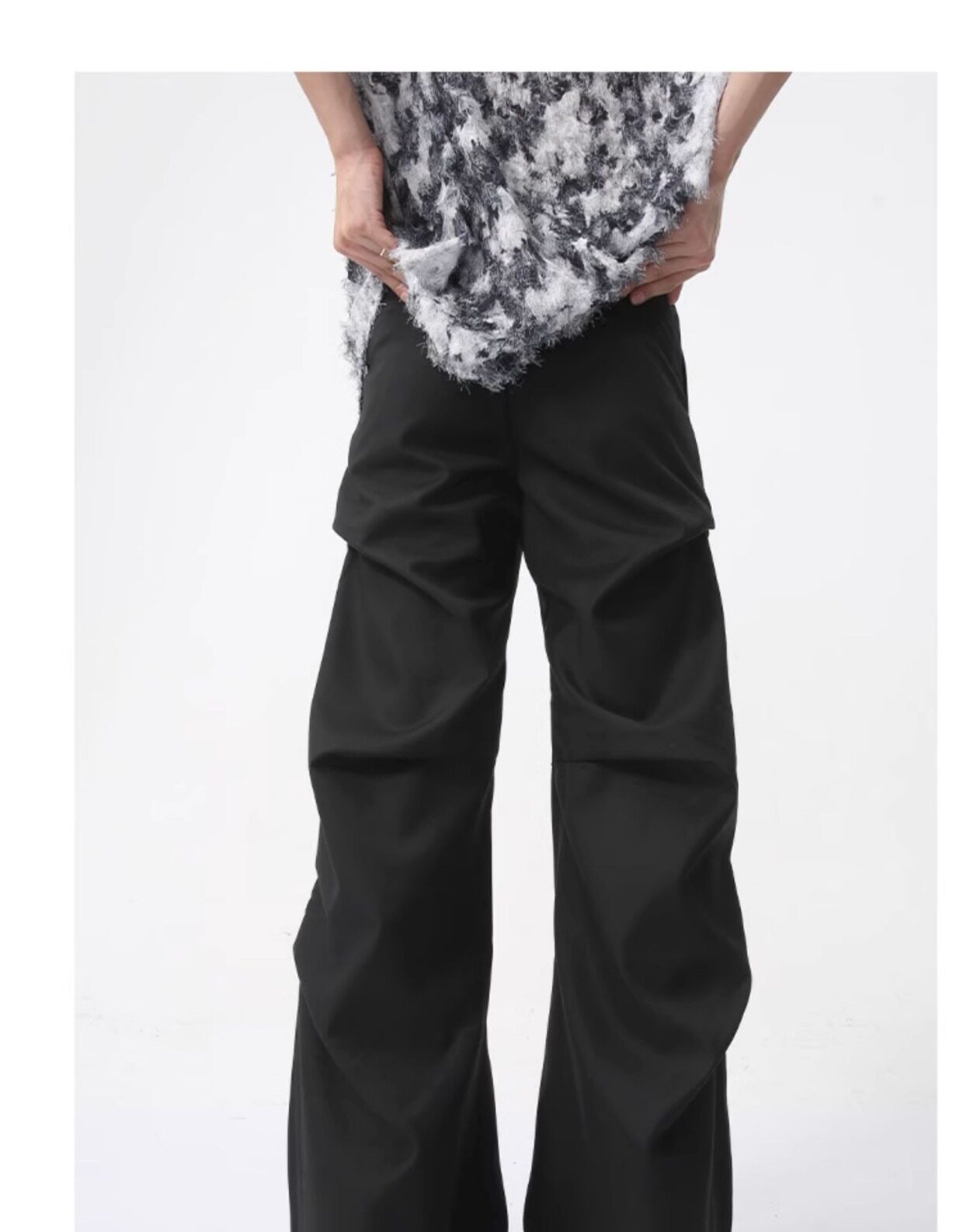 Зичен Зичен оригинал микро Ба брюки мужской сложить швабрый драпировка твердый личность дизайн смысл случайный брюки 