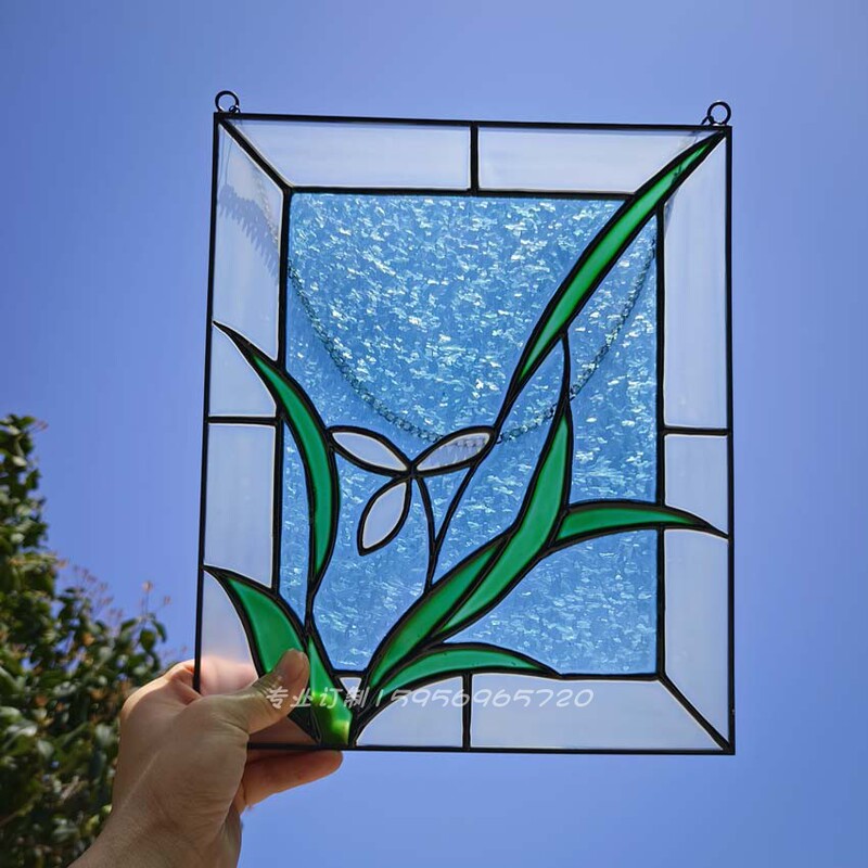 Stained Glass Floral Window Decorative Picture Frame Tiffany Style Art Glass Screen Colored Glass Door Inlay Translucent Stained Glass Floral Window Decorative Picture Frame Tiffany Style Art Glass Screen Colored Glass Door Inlay Translucent
