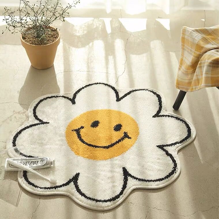 Nordic in Girl Carpet Mat Pre-Slide Bedroom Bedroom Bed Bed with Cute Flowers Carpet Children's Room Chair
