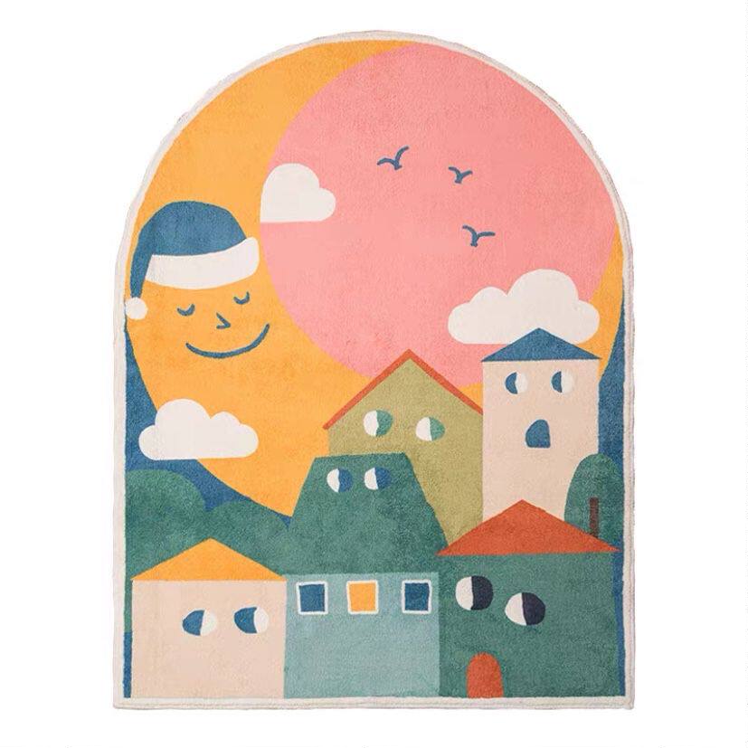 Nordic Ins Children House Mat Nets Red Cute Bathroom Cushion Living-room Bedroom Bedside Carpet Thickened Cartoon Cushion