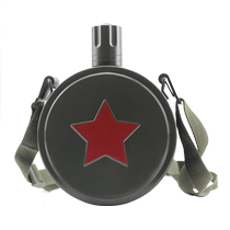 Military Green Military Training Kettle Retro Red Star Wine Bottle Outdoor Sports Portable Large Capacity 304 Stainless Steel Travel Kettle