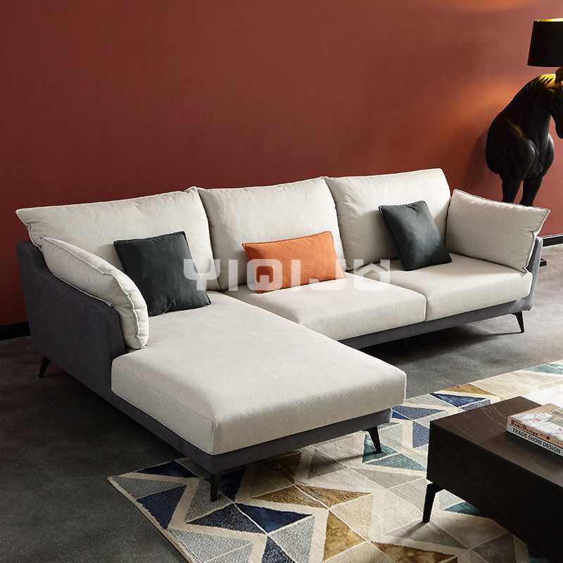Modern minimalist fabric sofa combination small apartment living room Nordic light luxury corner down feather technology cloth sofa customization