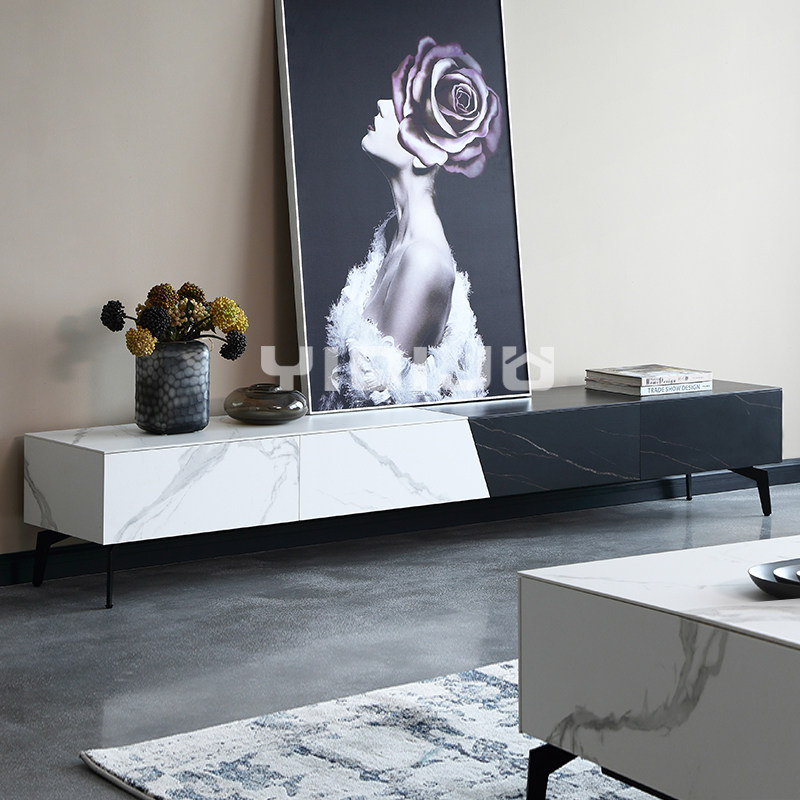 Art Its Residence Style Imported Rock Plate TV Cabinet Tea Table Combination Brief light extravagant and small family Living room TV cabinet