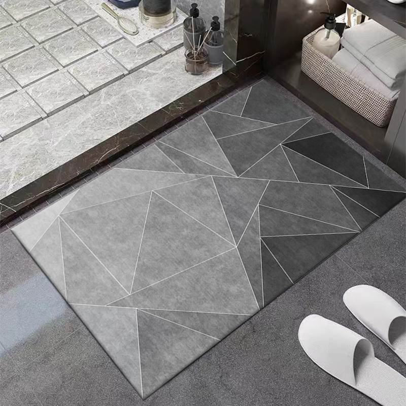 Bathroom Diatomaceous Earth Absorbent Mat, Toilet Entrance Bathroom Mat, Dark Gray Non-Slip and Dirt-Resistant Foot Mat