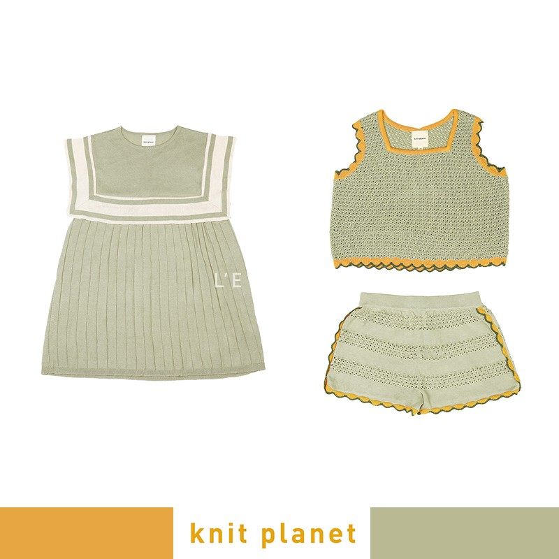 ■ LE N F A N C E spot Knit Planet 22SS Children ultra-thin knit vest shorts skirt