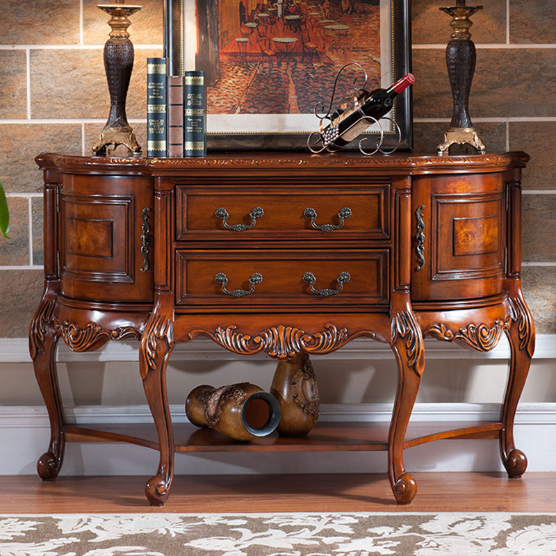 American solid wood entry cabinet into the entrance hall entrance table against the wall European semicircular partition cabinet villa sofa back a few
