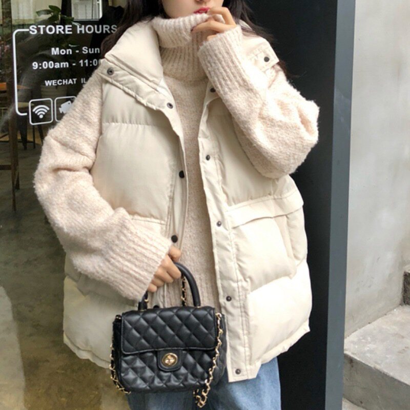 2022 Autumn Winter New Lady Outwear Trendy Fashion Down Vest Cotton Waistcoat Winter Jacket Net Red Waistcoat