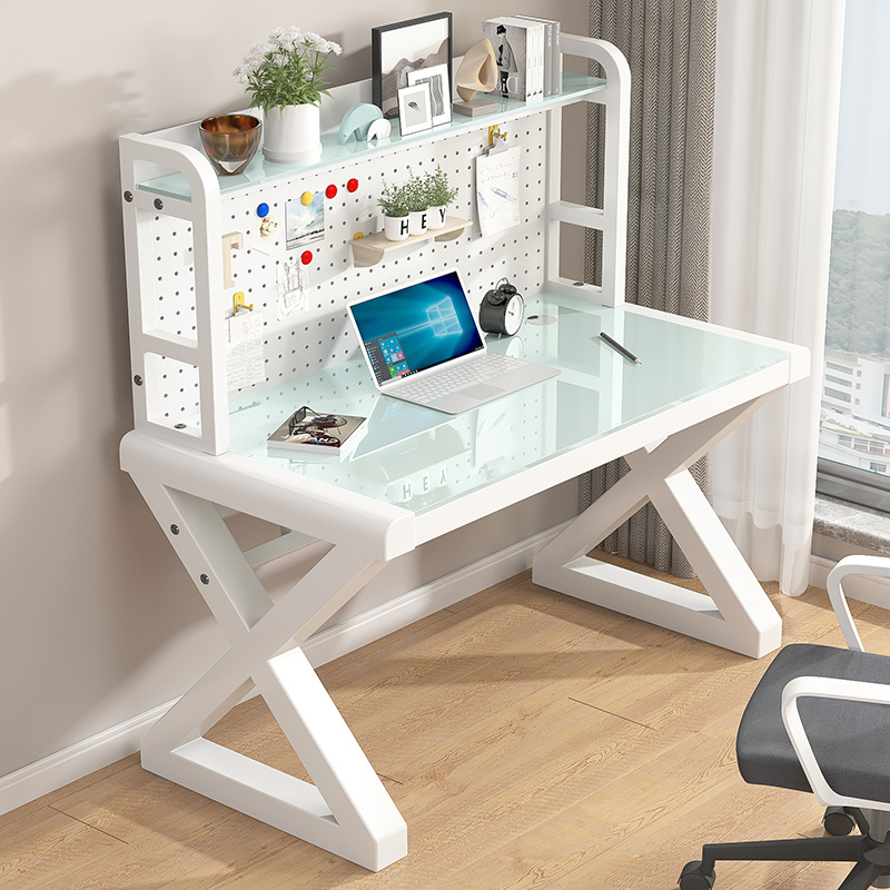 Perforated Board Desk Bookshelf Integrated Desk Student Study Room Writing Study Desk Tempered Glass Home Desktop Computer Desk Perforated Board Desk Bookshelf Integrated Desk Student Study Room Writing Study Desk Tempered Glass Home Desktop Computer Desk