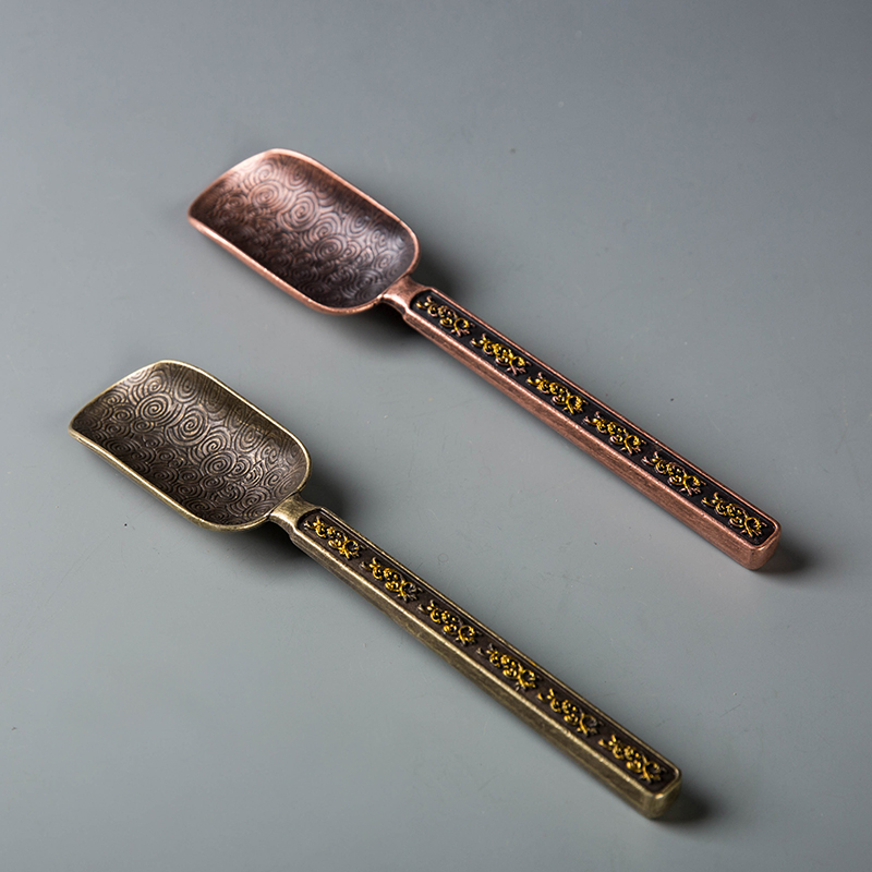 With an abundant copper teaspoons kung fu tea accessories teaspoon of tea is the tea spoon, xiangyun teaspoon of tea six gentleman 's restoring ancient ways