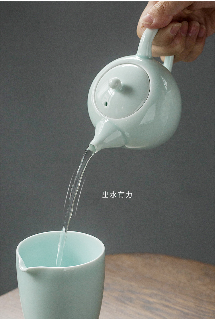 On fuvi teapot thin body celadon Japanese manual contracted kung fu office tea cyan porcelain tea set