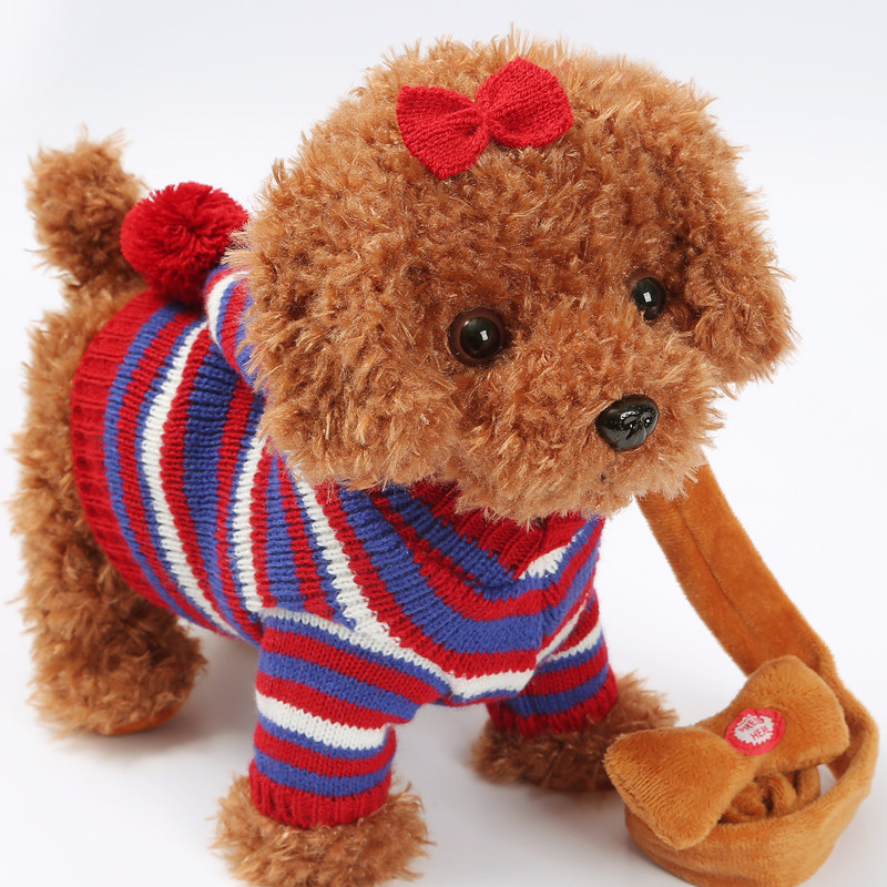 Children's woolen toy dog paparazzi will sing and speak intelligently emulated teddy walking puppy doll girl presents