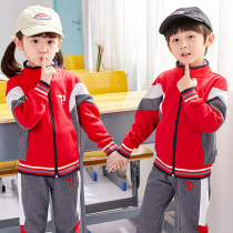 Kindergarten garden clothes spring and autumn clothes Korean version of three-piece Primary School uniforms red graduation class clothes teacher sportswear