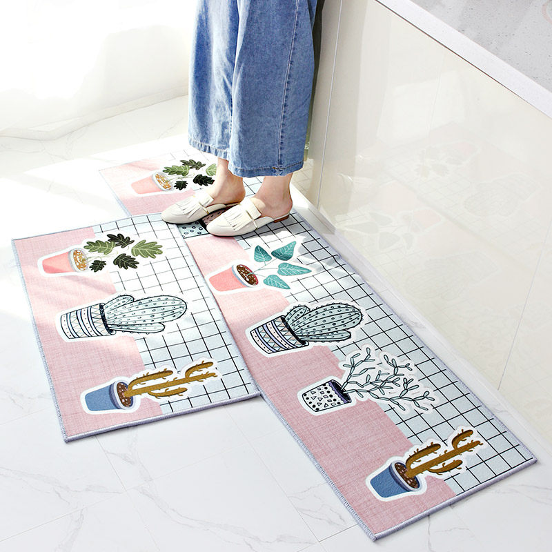 Nordic Kitchen Ground Mat Suction oil suction Anti-slip strip footbed doorway doormat door cushion Home Bedroom Bedside Carpet-Taobao