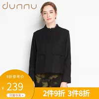 DUNNU Dunnu áo khoác len dài tay màu rắn mới DF5-62105 - Accentuated eo áo áo dạ ngắn nữ