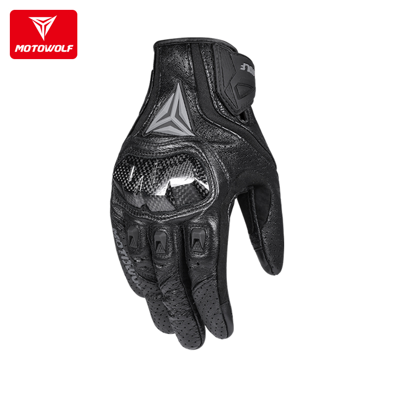 Spring Summer Men And Women Locomotive Riding Gloves Locomotive Rider Equipment Real Leather Breathable Four Seasons Windproof Anti-Fall Carbon Fiber