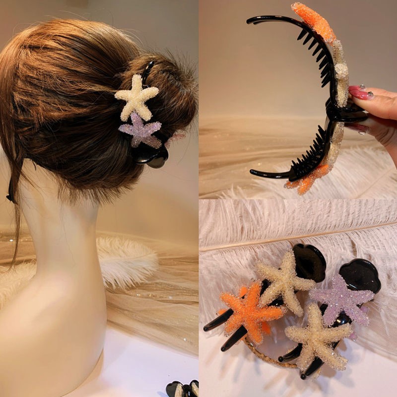 2020 new headgear Grab Clips Women South Korea Ins Cute Candy Color Sea Star Hair Accessories Post Head Back Brain Spoon Hair Clip
