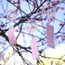 Glass cherry blossom wind chimes bells Creative bedroom pendant meditation Summer wind hanging door decoration Girl Japanese Japanese