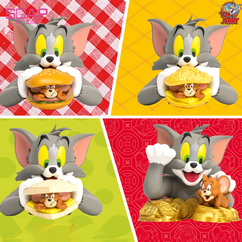 SoapStudio Cat and Mouse Mini Burger Half-Breasted Fortune Cat Jerry Mouse Car Ornament Tide Play Hand