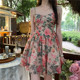 French Sweet and Spicy Floral Chiffon Sling Dress Women's Summer New First Love Sweet Tea Break Puff Skirt