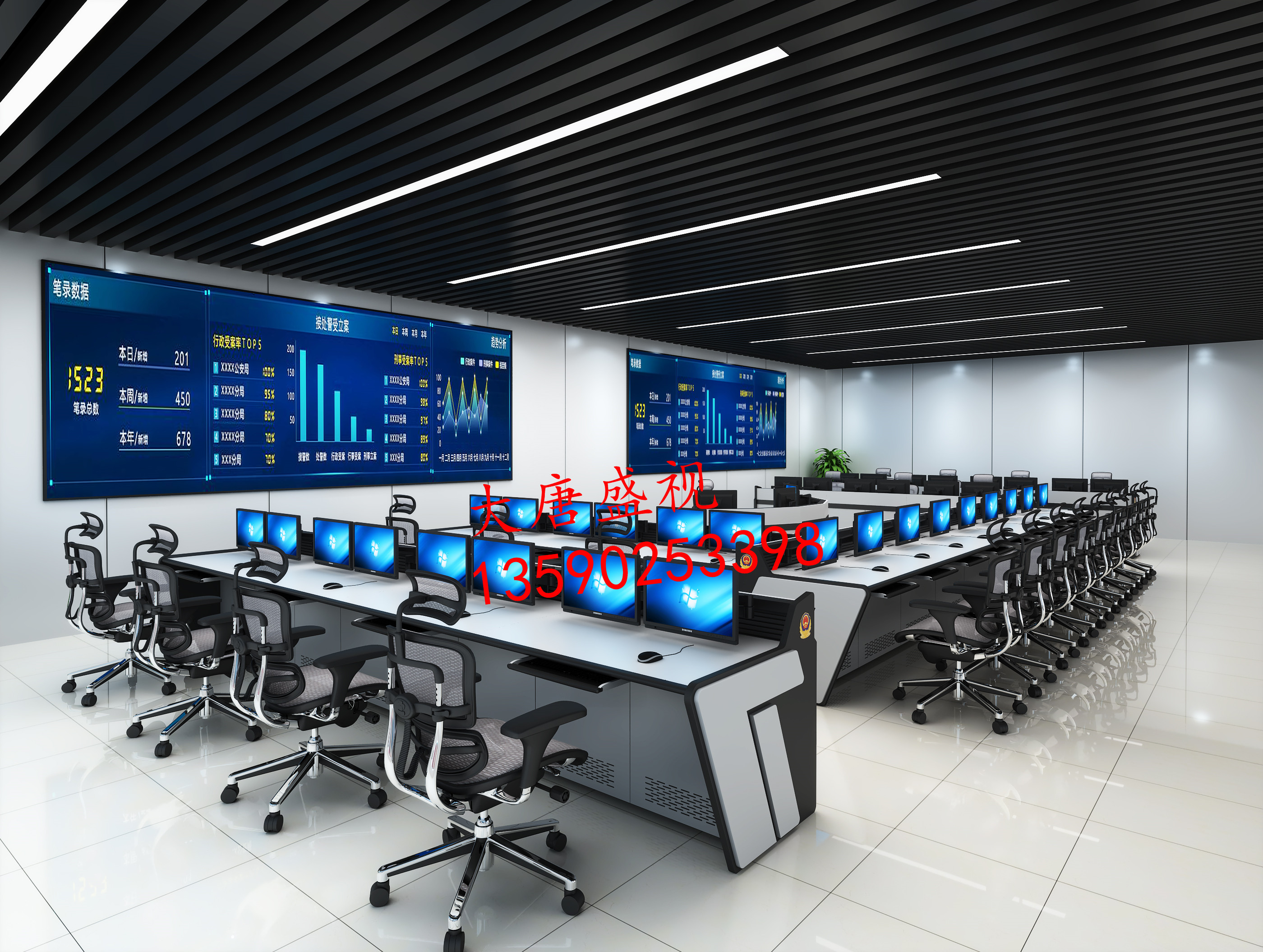 Manufacturers customize luxury monitoring console desk scheduling console monitoring TV wall cabinet Meizhou Shantou Zhuhai