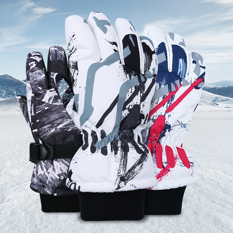 Business Ski Winter Children Gloves Thickened Warm Waterproof Outdoor Riding TOUCH SCREEN CHILDREN ADD SUEDE GLOVES