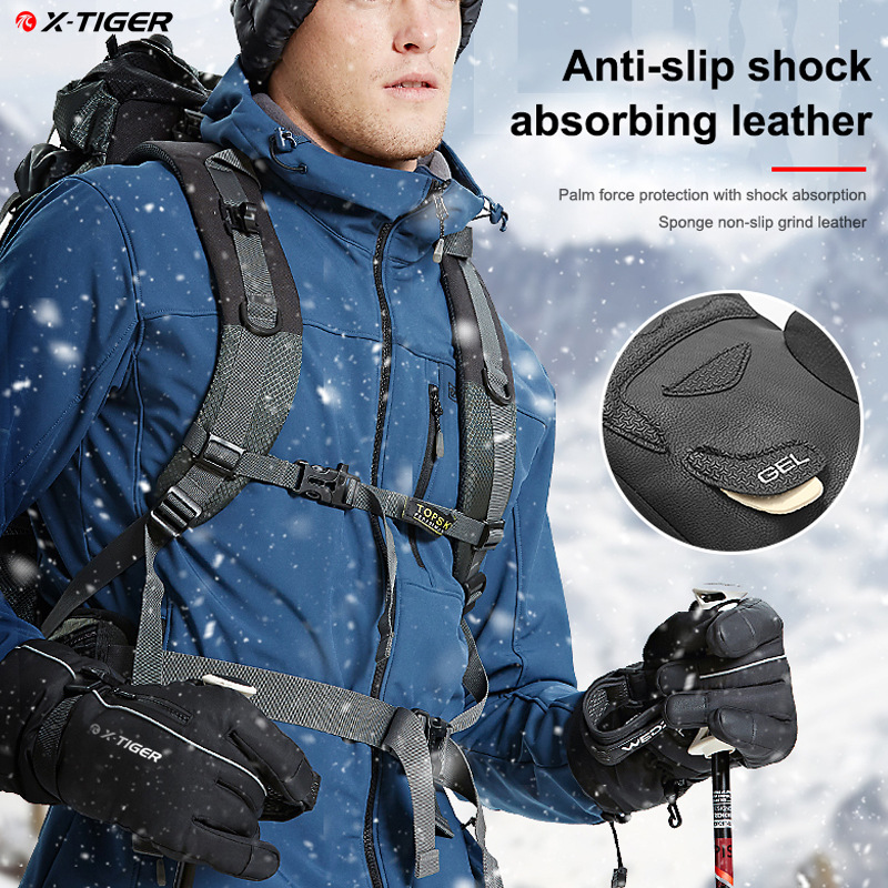 X-Tigger ski gloves male and female winter warm waterproof adult outdoor climbing ride with touch screen plus suede