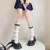 Autumn and winter warm bubble womens Japanese style calf mid-calf leggings knitted socks set? Lolita y2kjk white socks