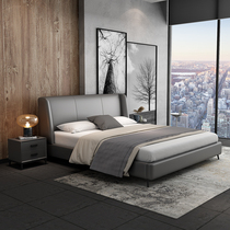 shu chun zhen leather bed Master Bedroom 1 5 m 1 8 meters modern minimalist Italian minimalist pi yi chuang Nordic double nuptial bed