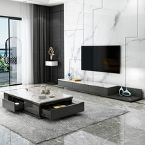 Nordic marble TV cabinet coffee table combination set simple modern Italian minimalist creative telescopic small apartment