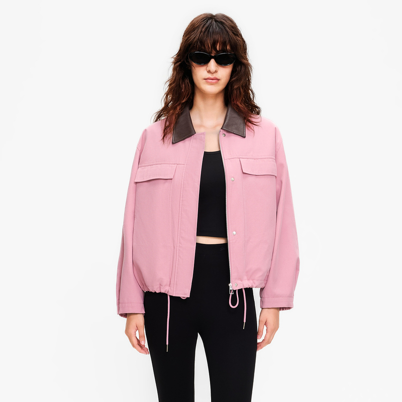 Limited Time Clearance Sale! Pu Color-Blocked Lapel Workwear Short Jacket, New Women's Coat for Autumn 2026