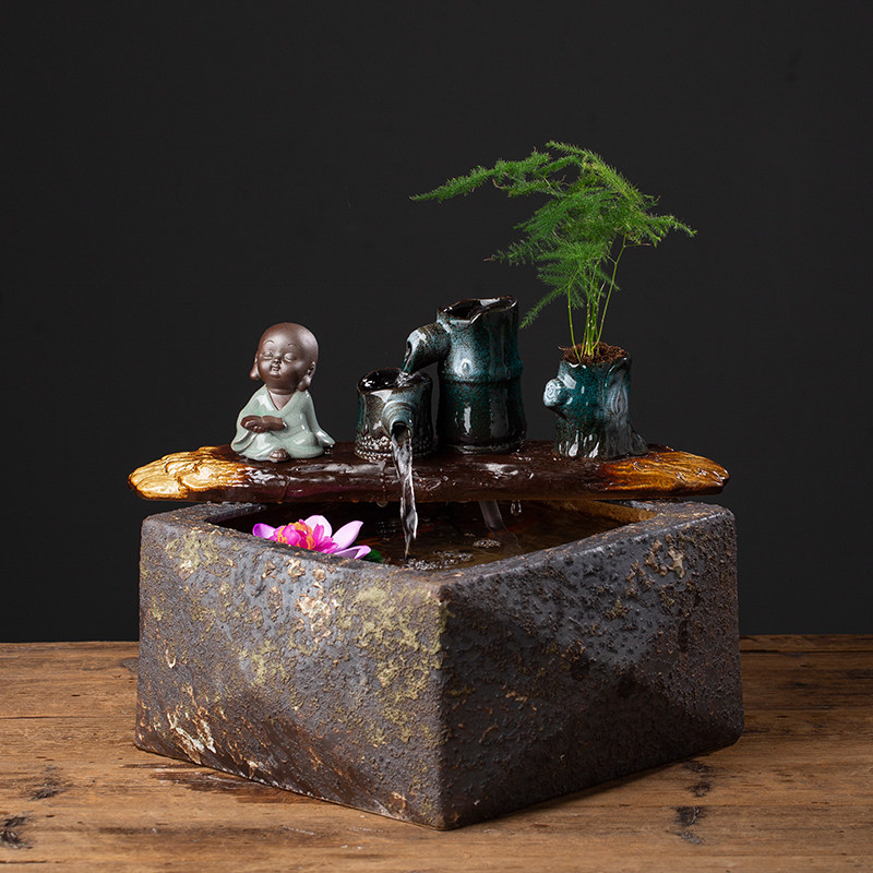 Water Cycle Oxygenation Filter Home Fountain Fung Feng Shui Office Build View Tabletop Fish Tank Open Gift