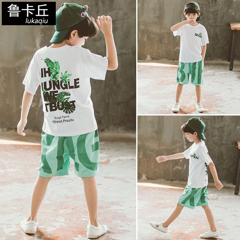 2020 trai Summer Suit Casual mùa hè cho trẻ em in Short Sleeve trai 5-Point quần hai mảnh Xu hướng thời trang.