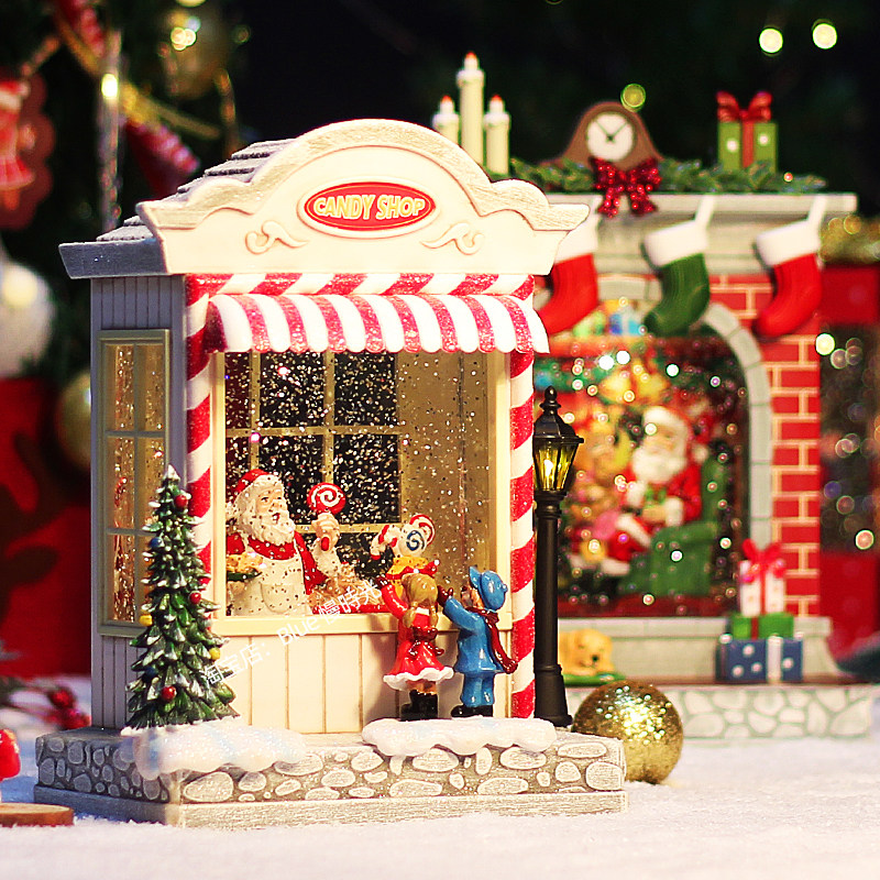 Christmas decorations Scene Placement festive dress Costume Creativity Pendulum piece Music Box Crystal Ball Snow Birthday Gift