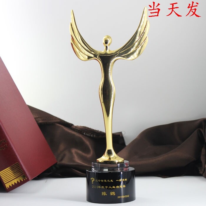 New Oscar metal trophy resin trophy Crystal flying man medal Venus goddess trophy engraved custom