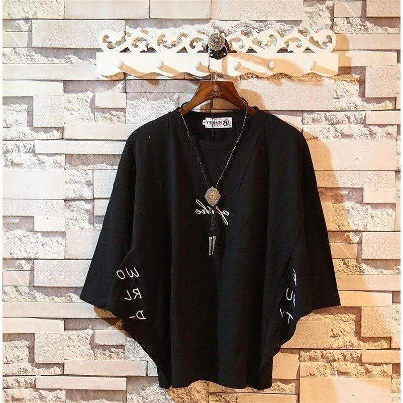 Summer five-point short-sleeved men's t-shirt students Korean version of loose personality 7 seven-point bat half-sleeve men