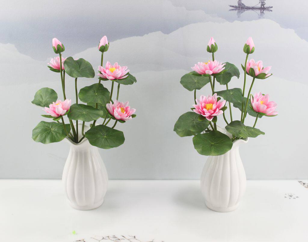 For The Buddha Lotus Flower Simulation Bouquet Fake Flower Golden Lotus Water Lily Buddha Hall Buddha Hall Buddha Front Flower Zen Worship God with Flowers