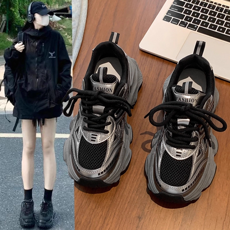 Dad Shoes for Women, Mesh Black Shoes, 2025 New Spring and Autumn Versatile Women's Shoes, Platform Thick-Soled Casual Sneakers Dad Shoes for Women, Mesh Black Shoes, 2025 New Spring and Autumn Versatile Women's Shoes, Platform Thick-Soled Casual Sneakers