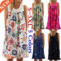 2022 Women Summer Dress Boho Style Floral Print Beach Dress