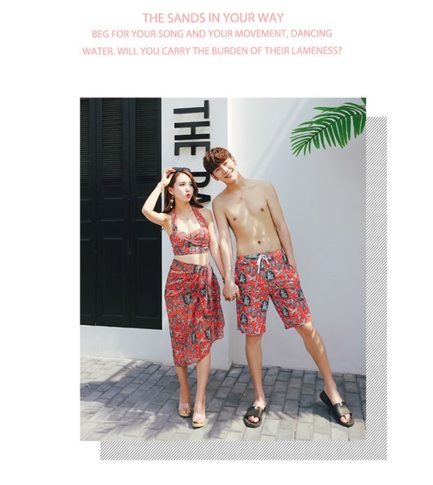 Cặp đôi Hàn Quốc áo tắm nữ bikini ba mảnh áo tắm nữ mùa xuân nóng bỏng bãi biển quần người yêu bộ - Bikinis đồ bơi tay dài nữ