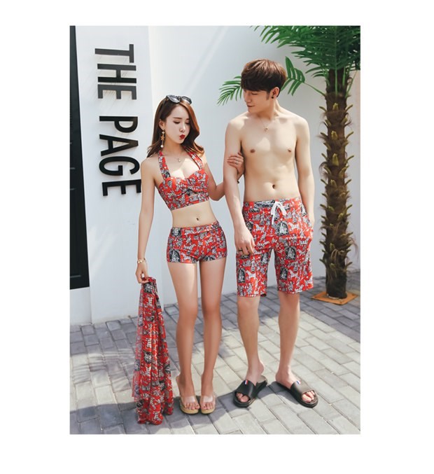 Cặp đôi Hàn Quốc áo tắm nữ bikini ba mảnh áo tắm nữ mùa xuân nóng bỏng bãi biển quần người yêu bộ - Bikinis đồ bơi tay dài nữ