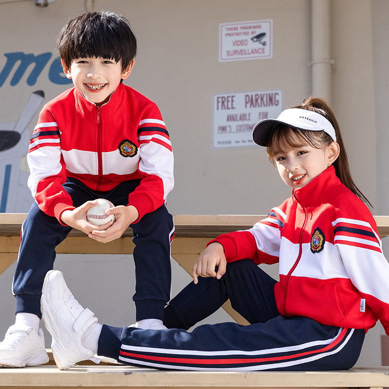 Kindergarten garden uniform spring and autumn school uniform suit primary school students class uniform cotton children's custom teacher red sportswear