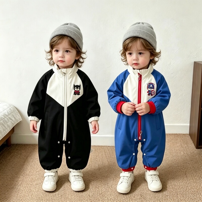 Baby Captain America with Backpack Superman One-Piece Windbreaker Spring and Autumn Twin Boys' Jacket Coat Romper Baby Captain America with Backpack Superman One-Piece Windbreaker Spring and Autumn Twin Boys' Jacket Coat Romper