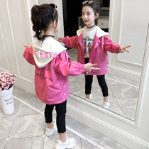 Girl coat spring and autumn clothing 2021 New Korean version of foreign atmosphere big childrens net Red girl Autumn long windbreaker