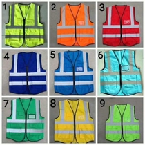 Reflective vest vest vest safety clothing multi-pocket mesh fluorescent yellow-green red grid