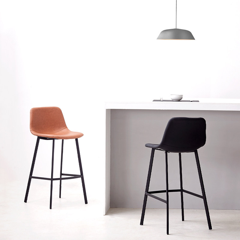 Nordic bar stool modern simple retro backrest bar stool industrial style light luxury bar chair high stool home